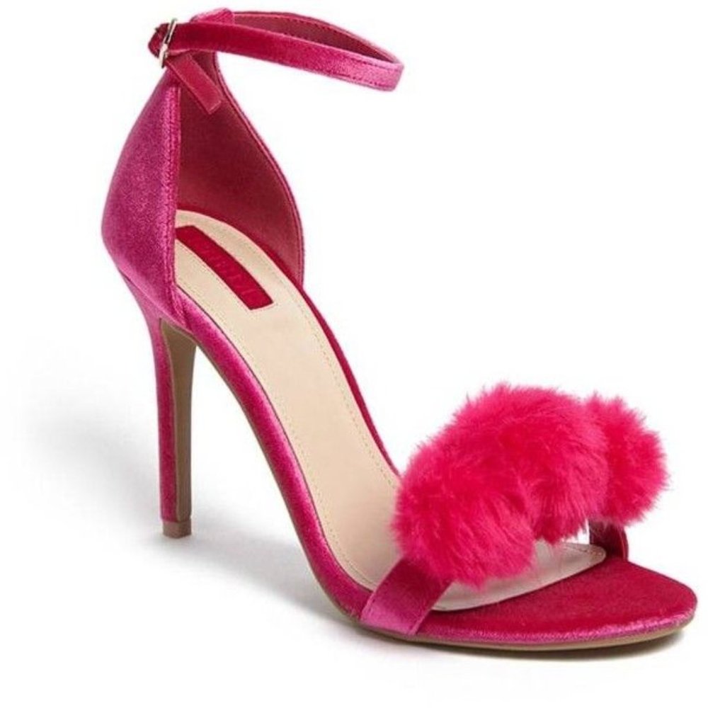 Forever 21 Hot Pink Velvet Heels Size 5.5